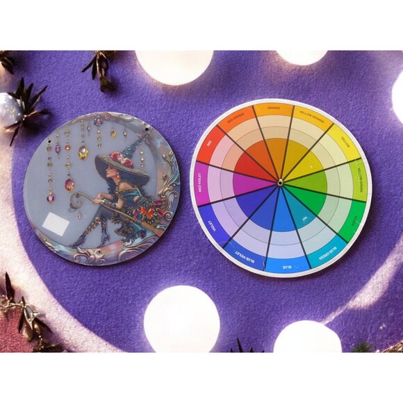 Crystal Moon Witch Suncatcher Acrylic 8"x8" Wall Hanging Art Décor - Picture 9 of 11